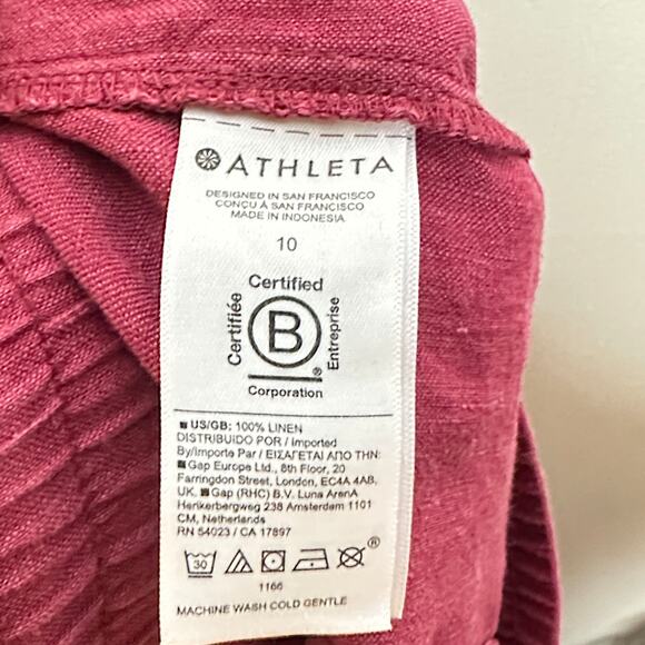 ATHLETA Retreat Linen Wide Leg Pant Coffeeberry Purple Sz 10 {3J10} - Picture 5 of 6